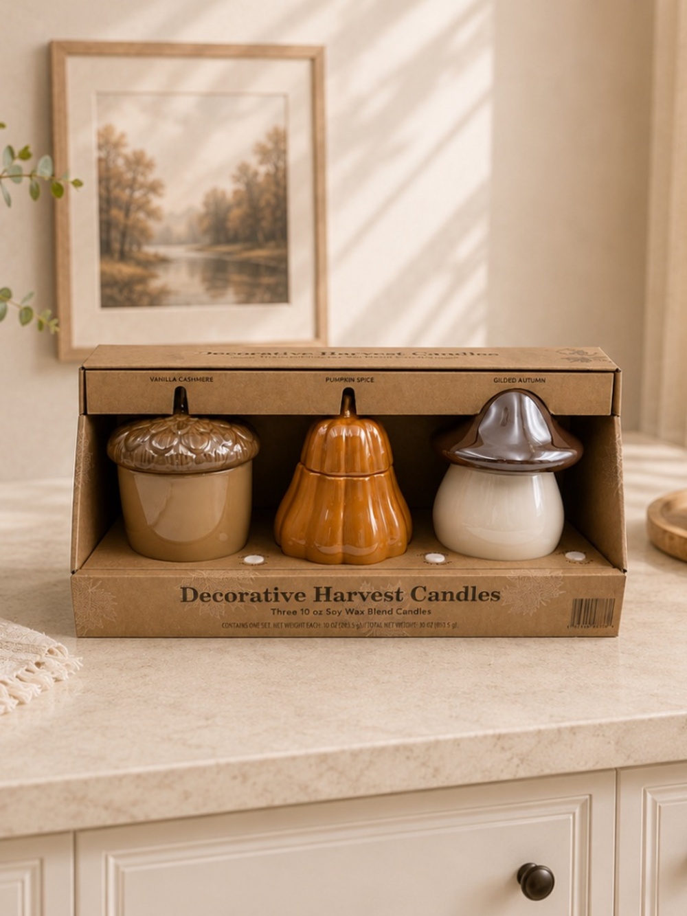 *New* Decorative Harvest Candles Set - Vanilla, Pumpkin, and Autumn Scents